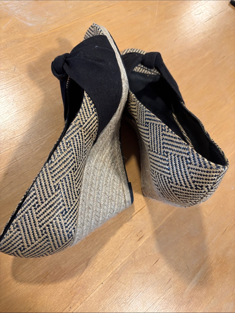 Kelly & Katie ~ Tweed look Black & Natural Woven Knot-Top Flats / Heels / Shoes